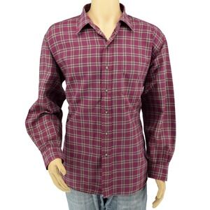 PAUL STUART NEW YORK Maroon/Green Wool Blend Plaid Flannel Shirt Men's XL